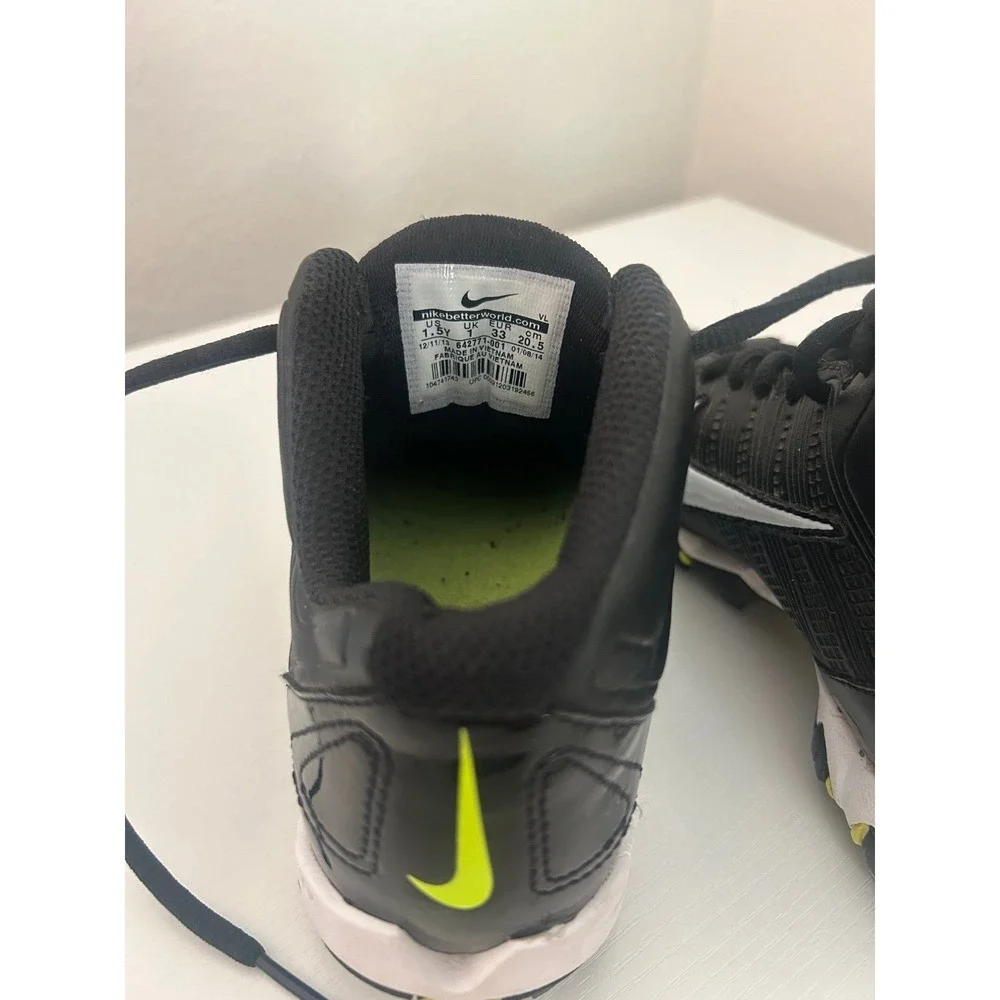Nike Alpha Shark Youth Kids Football Cleats Black & White 1.5Y